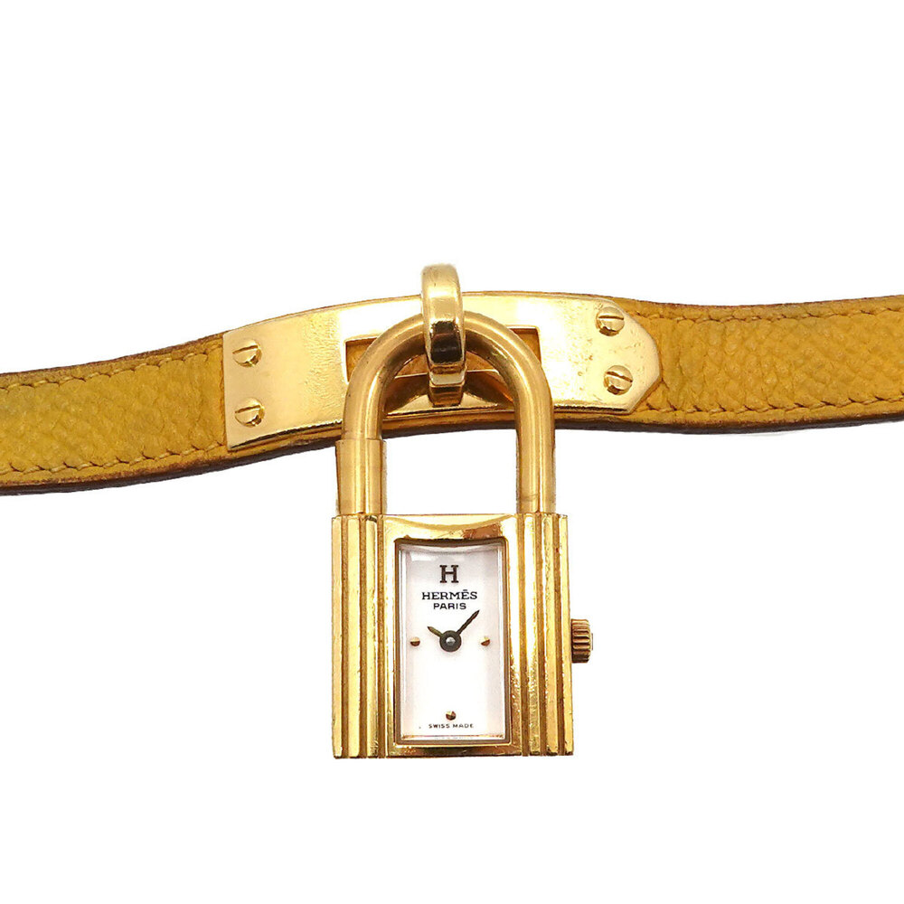 Hermes Kelly Watch, Ladies' Gold Yellow Quartz Watch with Padlock